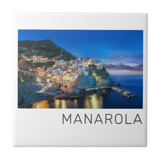 Manarola Cinque Terre La Spezia Italy Panorama Ceramic Tile (Front)