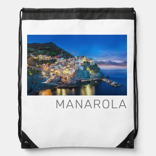 Manarola Cinque Terre La Spezia Italy Panorama Drawstring Bag