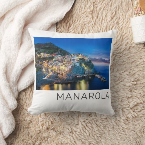 Manarola Cinque Terre La Spezia Italy Panorama Throw Pillow