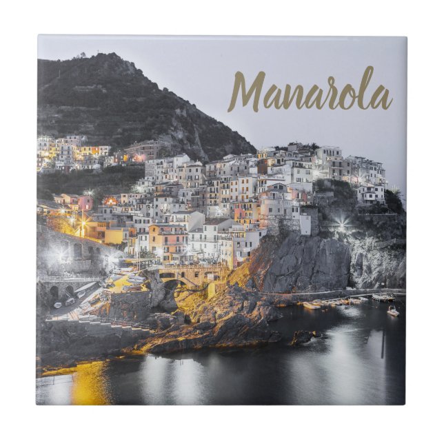 Manarola Cinque Terre Liguria Italy Fine Art gift Ceramic Tile (Front)