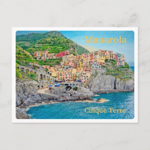 MANAROLA Italy _ Cinque Terre _ PANORAMA Postcard