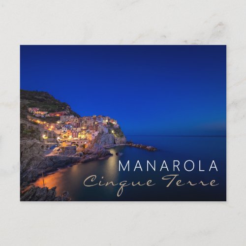 Manarola town in the Cinque Terre in the evening Postcard