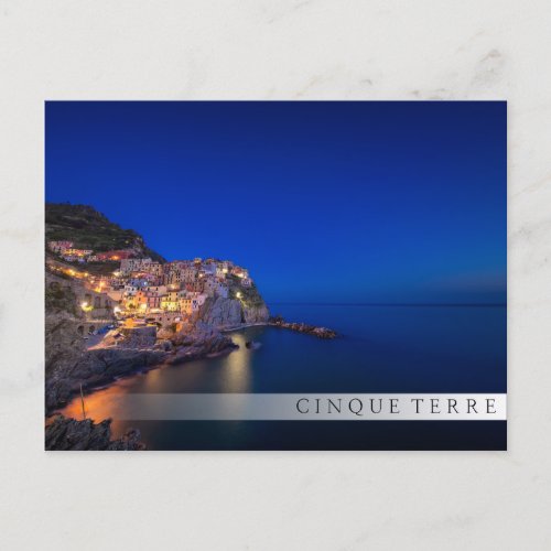 Manarola town in the Cinque Terre in the evening Postcard