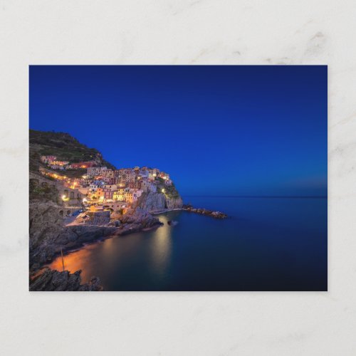 Manarola town in the Cinque Terre in the evening Postcard