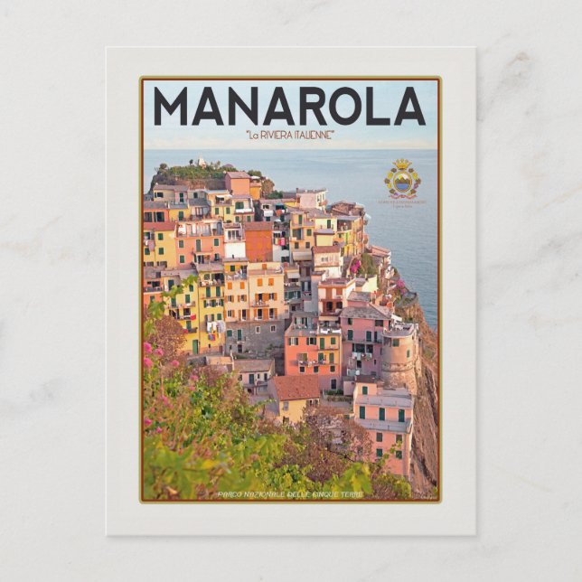 Manarola Vineyard Harbor - on white Postcard (Front)