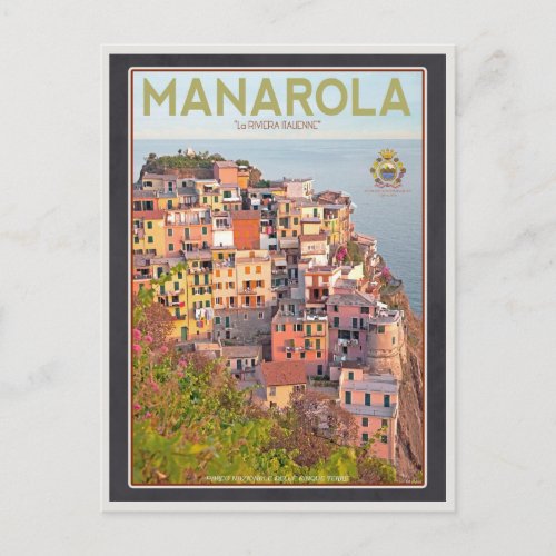 Manarola Vineyard Sunset black Postcard