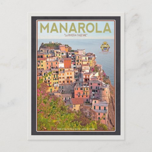 Manarola Vineyard Sunset _ On Black Postcard