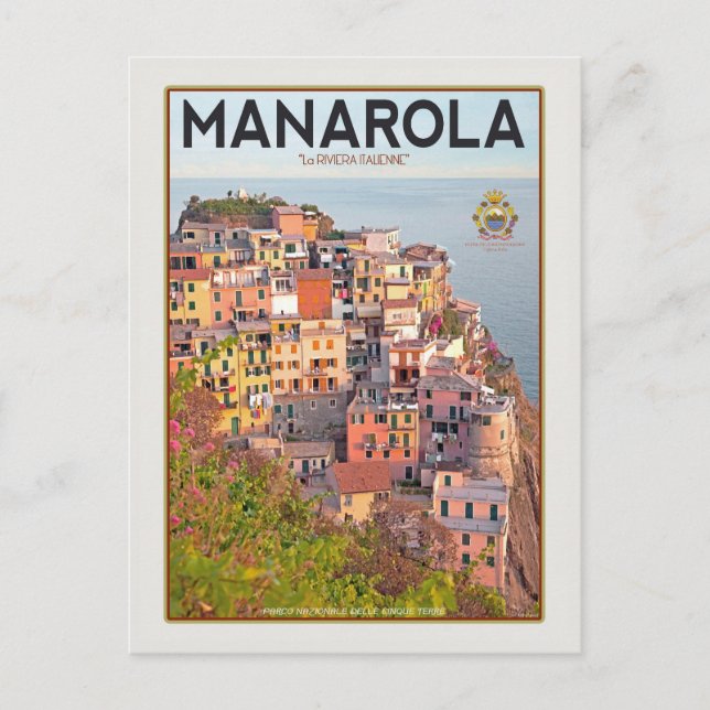 Manarola Vineyard Sunset (white) Postcard (Front)