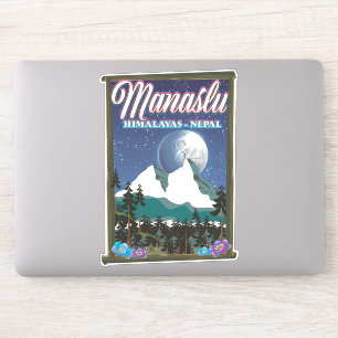 Manaslu Himalayas Nepal travel poster map Sticker