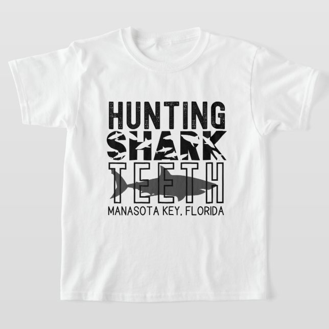 Manasota Key Florida (Hunting Shark Teeth) T-Shirt (Laydown)