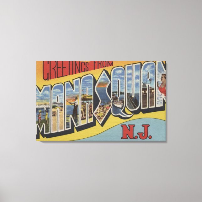 Manasquan, New Jersey - Large Letter Scenes 2 Canvas Print (Front)