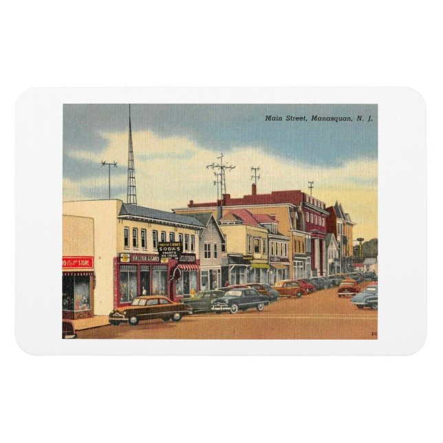 Manasquan NJ, Main St, Vintage Magnet (Horizontal)