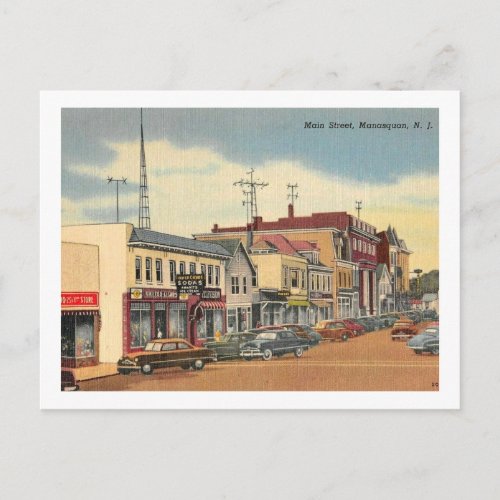 Manasquan NJ Main St Vintage Postcard