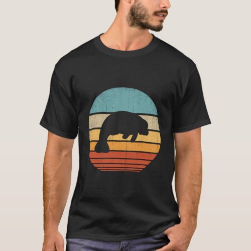 Manatee 60S 70S Sunset Sea Cow Animal T_Shirt