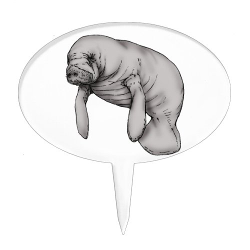 manatee art cake topper