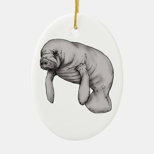 manatee art ceramic ornament