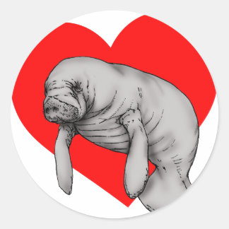 manatee art classic round sticker
