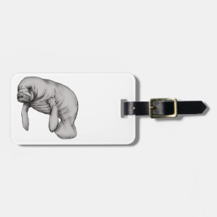 manatee art luggage tag