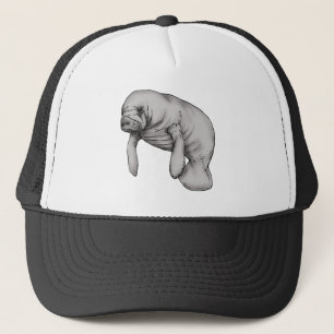 manatee art trucker hat