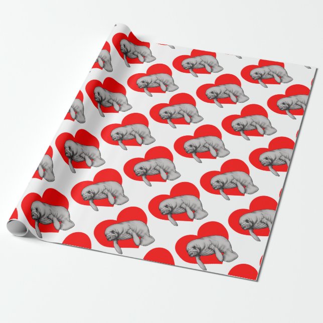 manatee art wrapping paper (Unrolled)