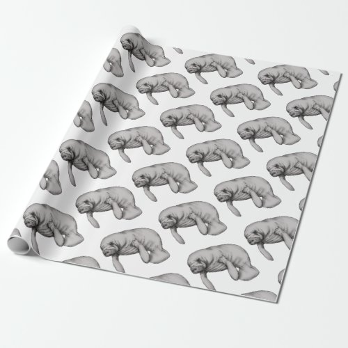 manatee art wrapping paper