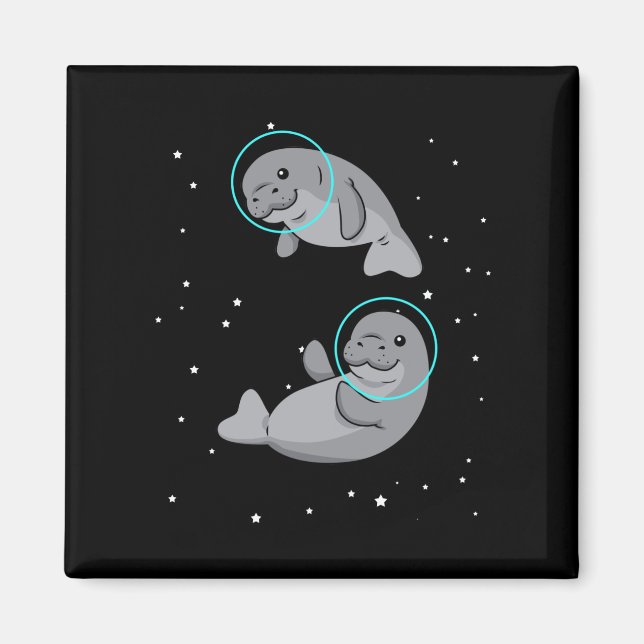 Manatee Astronaut Gift Women Space Manatee Magnet (Front)