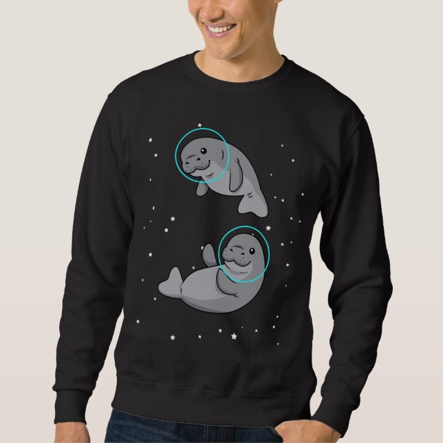 Manatee Astronaut Gift Women Space Manatee Sweatshirt (Front)