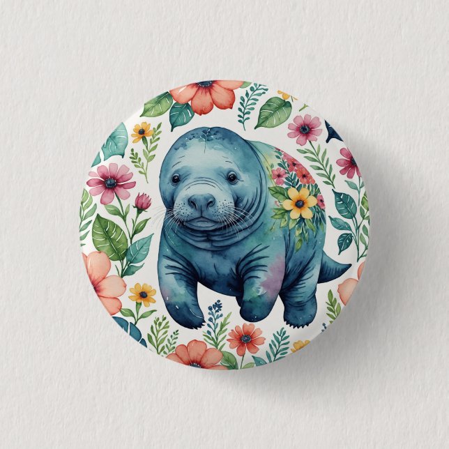 Manatee baby shirt button (Front)