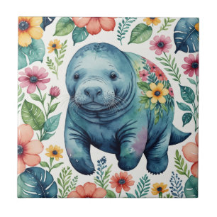 Manatee baby shirt ceramic tile