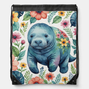 Manatee baby shirt drawstring bag