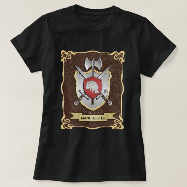 Manatee Battle Crest Sigil Brown T-Shirt (Design Front)