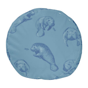 Manatee blue undersea Ocean nursery kid decor Pouf