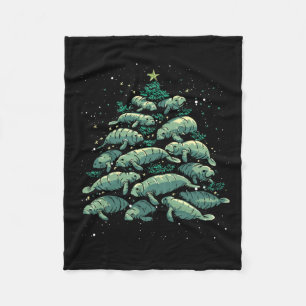 Manatee Christmas Tree Manatee Xmas Boys & Wom Fleece Blanket