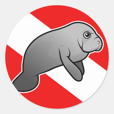 Manatee Dive Flag Classic Round Sticker