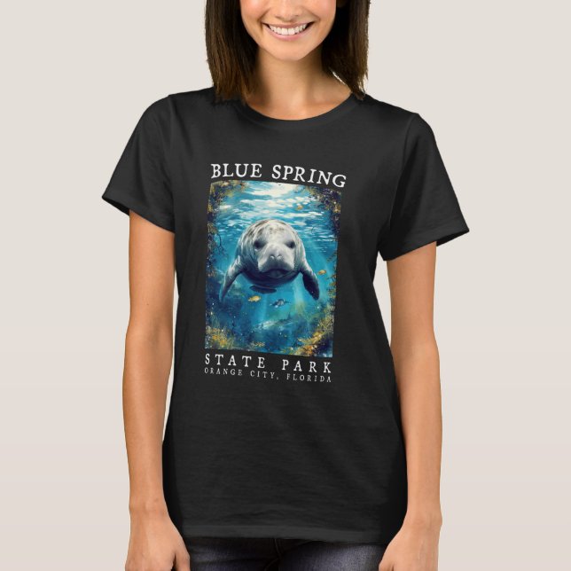 Manatee Encounter Blue Spring Underwater Haven Flo T-Shirt (Front)
