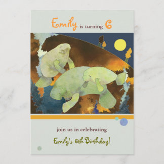 Manatee Family Kids Birthday Party Invitation