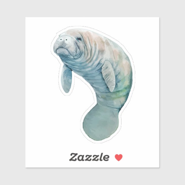 Manatee Floating in the Water Sticker (Sheet)