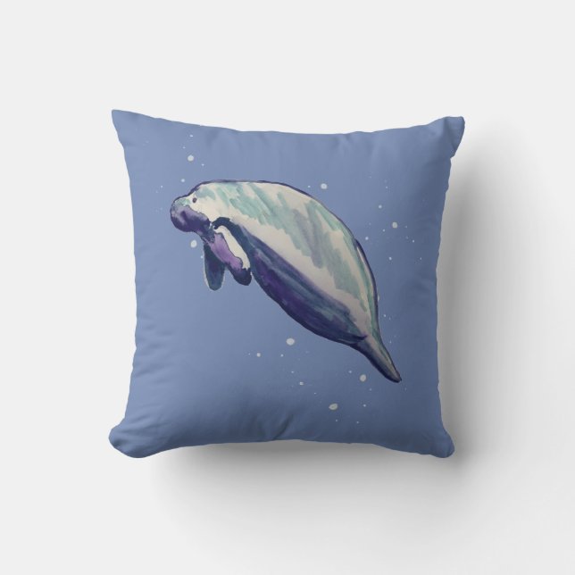 Manatee Florida Tropical Throw Pillow (Front)