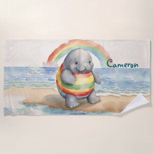 Manatee Gender Neutral Personalized Beach Towel