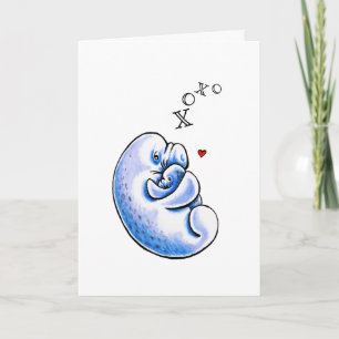 Manatee Hugs Kisses Love Holiday Card