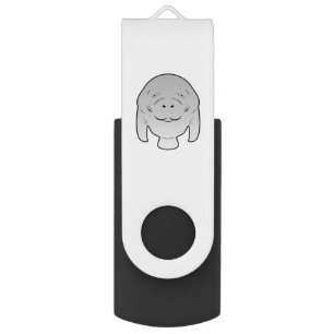 Manatee icon character toon illustration flash drive