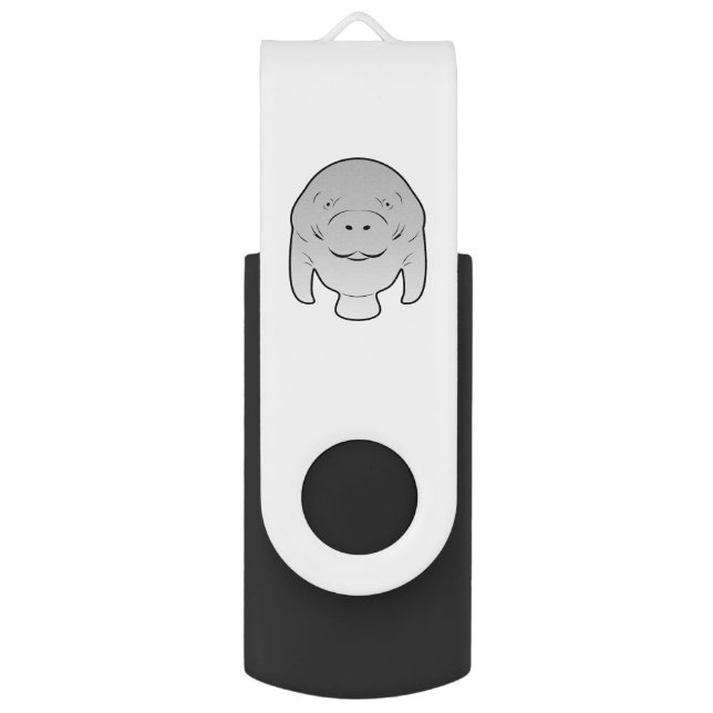 Manatee icon character toon illustration flash drive (Back (Vertical))