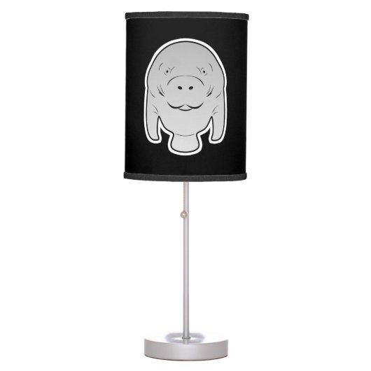 Manatee icon character toon illustration table lamp (Front)
