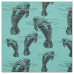 Manatee Illustration Pattern Fabric