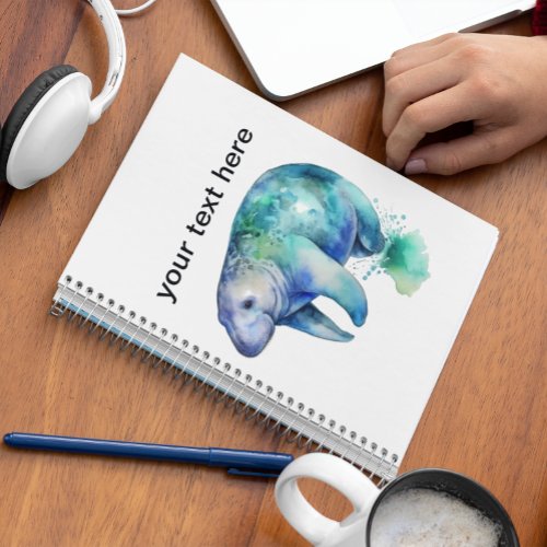 Manatee in blue and green customizable notebook