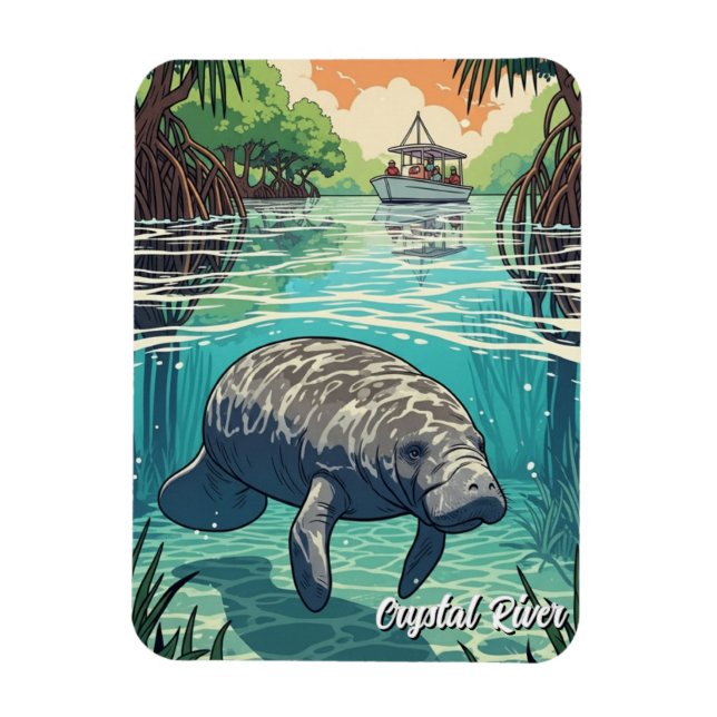 Manatee in Crystal River Florida Magnet (Vertical)
