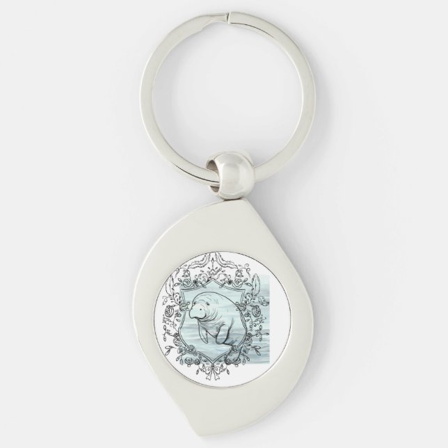Manatee in Fancy Frame Keychain (Front)