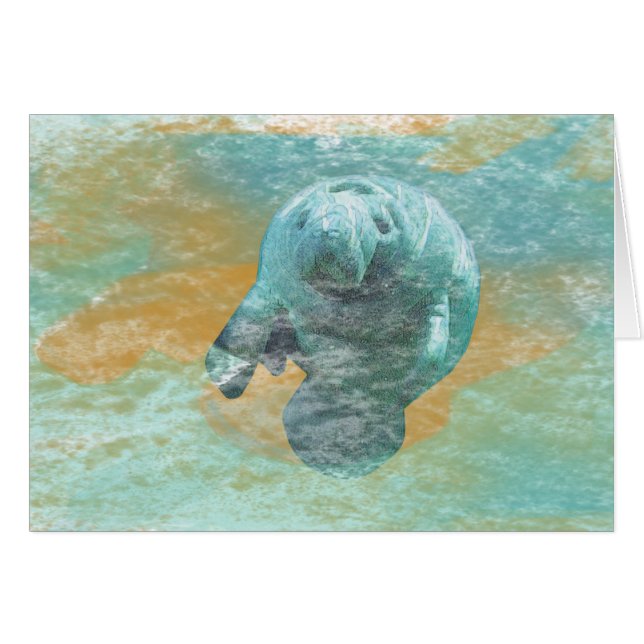 Manatee In Ocean Art Cards (Front Horizontal)