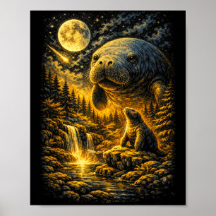 Manatee lover respect the locals sea manatee & poster