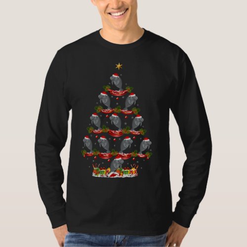 Manatee Lover Xmas Tree Lighting Manatee Christmas T_Shirt